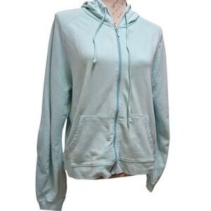 Cheetah Womens Light Blue Zip Up Hoodie Jacket Large Sporty Activewear Casual